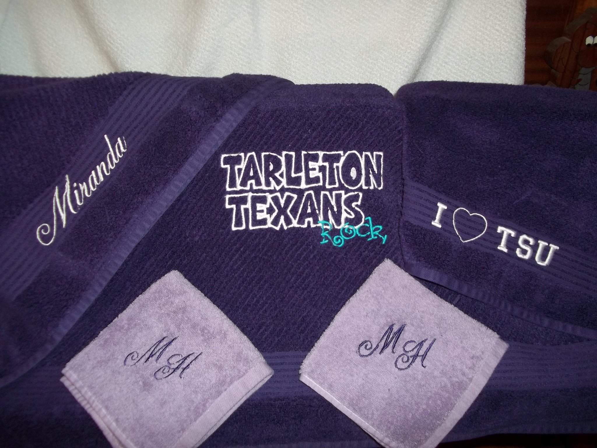 Team towels and washcloths