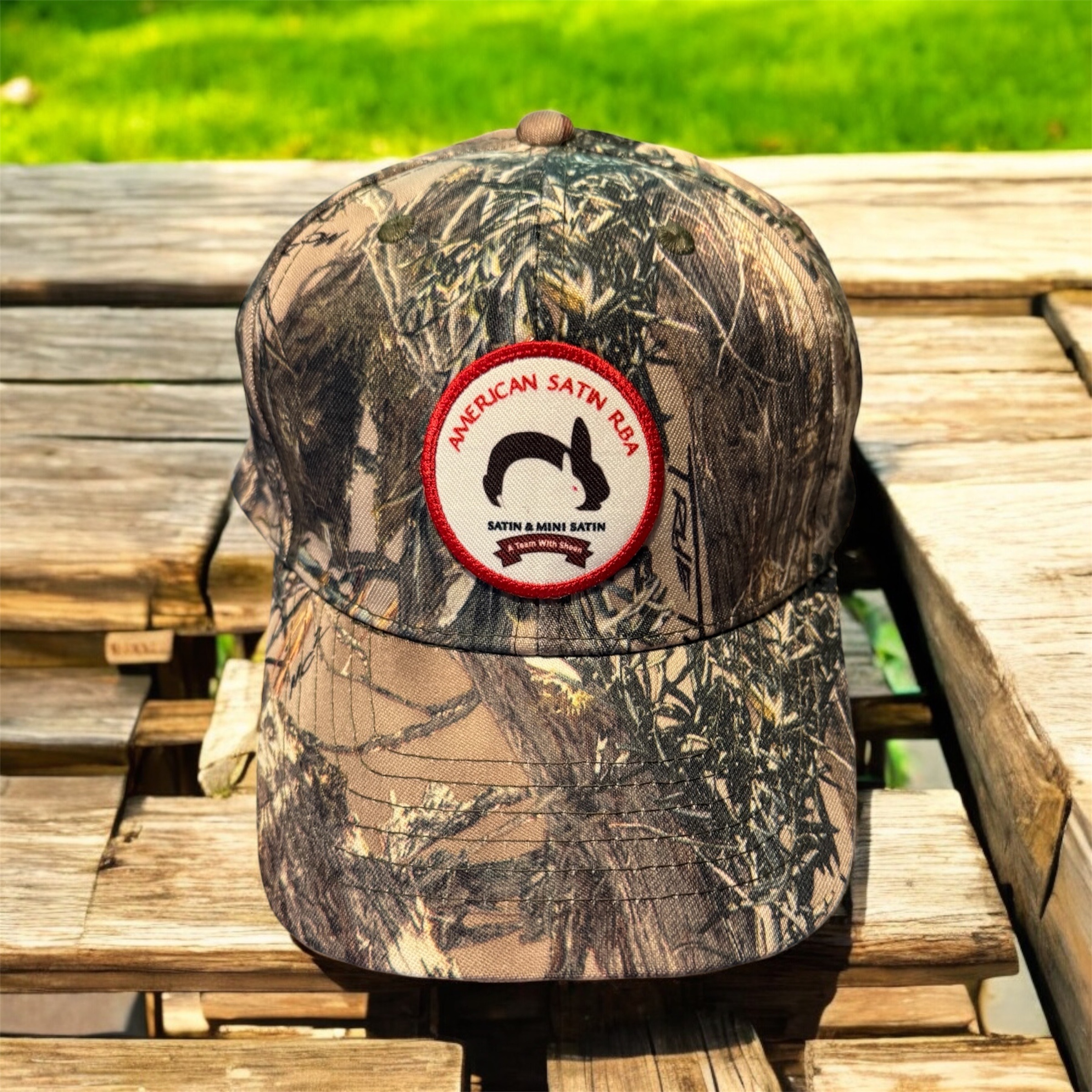 Camouflage cap with American Satin RBA circular patch
