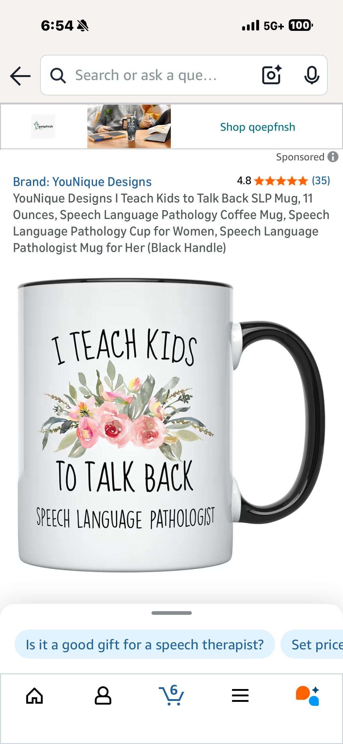Speech Language Pathologist mug with floral design